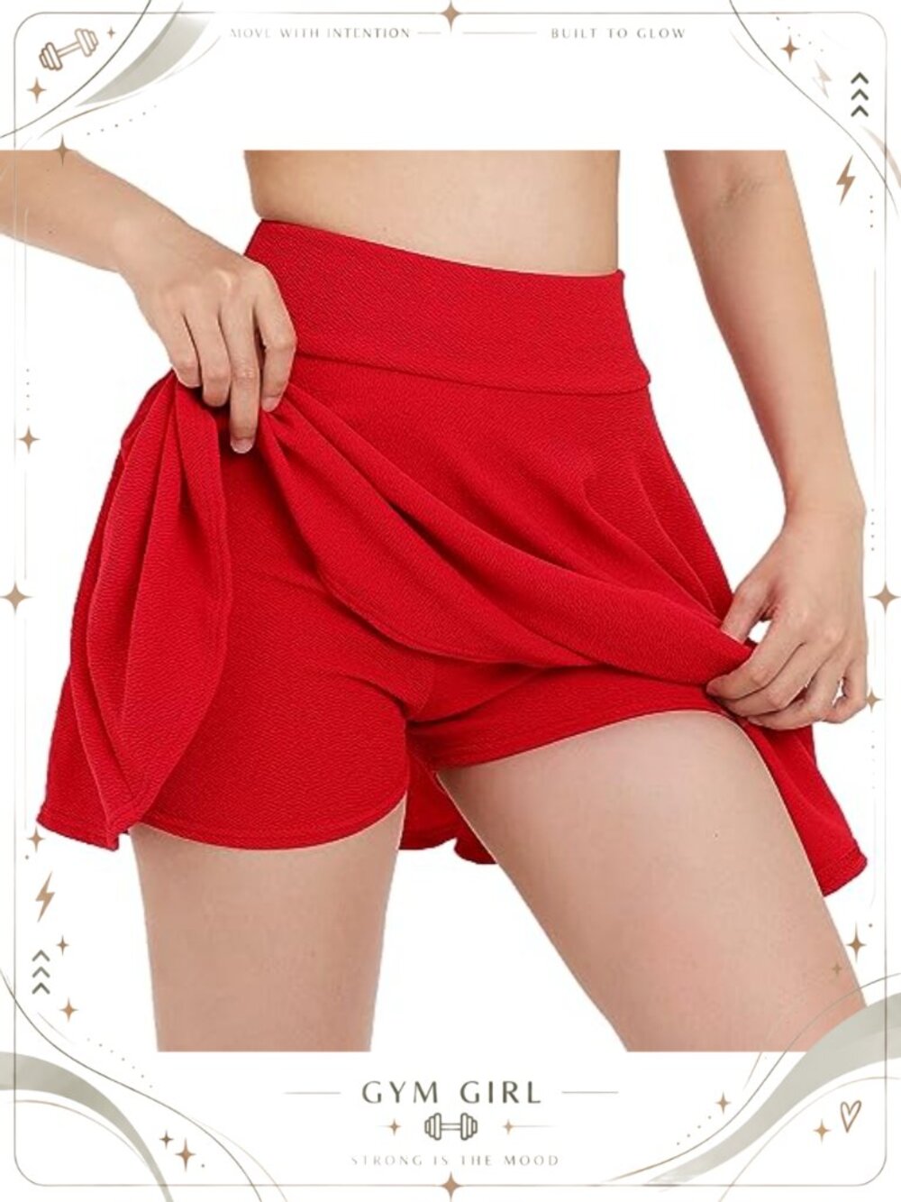 Women's Mini Skirt with Built-in Safety Shorts Stretchy High Waisted Pleated